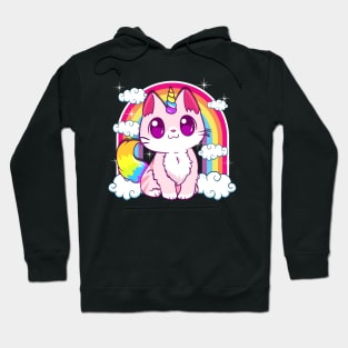 Cute Unicorn Cat Adorable Smiling Rainbow Kitty Hoodie